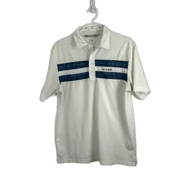 Travis Mathew Other - Travis Mathew White Polo Golf Shirt with Blue Front Stripe